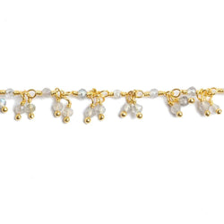 2mm Labradorite micro faceted round Gold Plated Dangling Chain (ONLINE ORDER ONLY)