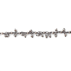 2mm Off White Seed Pearls on Black Gold .925 Dangling Chain by the Foot (ONLINE ORDER ONLY)