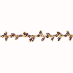 2mm Rhodolite Garnet Gold plated Dangling Chain by the foot