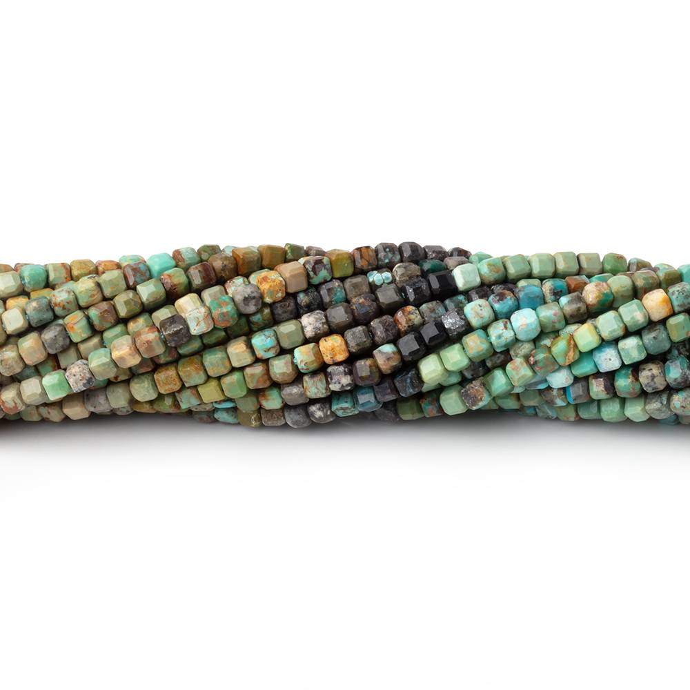 2mm Shaded African Turquoise Micro Faceted Cube 12.5 inch 140 Beads (ONLINE ORDER ONLY)