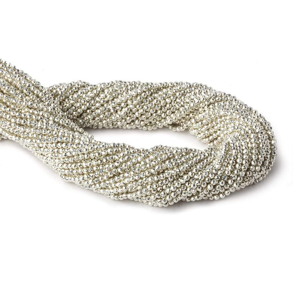 2mm Silver Metallic plated Pyrite micro faceted rounds 12.5 inch 170 pieces (ONLINE ORDER ONLY)