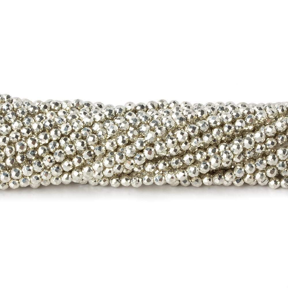 2mm Silver Metallic plated Pyrite micro faceted rounds 12.5 inch 170 pieces (ONLINE ORDER ONLY)