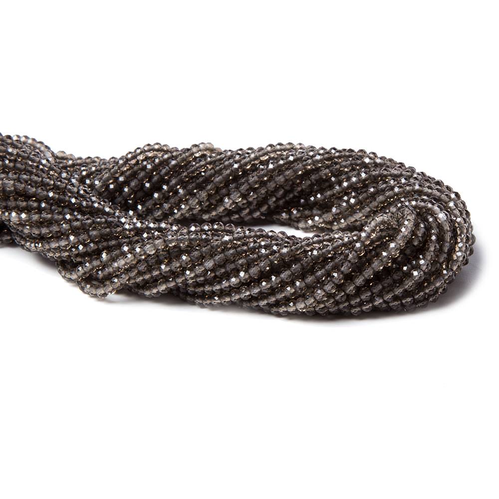 2mm Smoky Quartz micro-faceted rounds 13 inch 175 beads AAA (ONLINE ORDER ONLY)