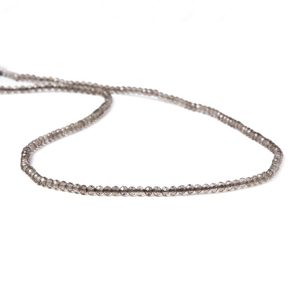 2mm Smoky Quartz micro-faceted rounds 13 inch 175 beads AAA (ONLINE ORDER ONLY)