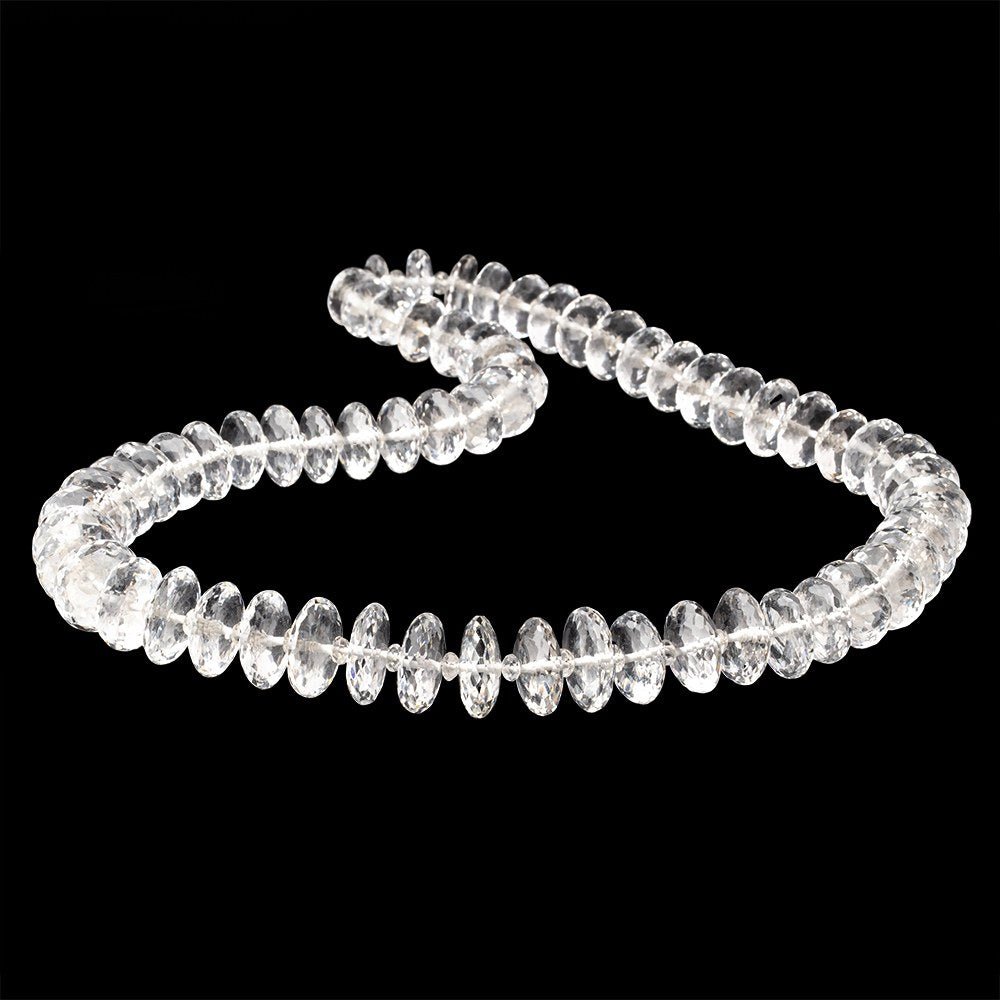 3-13.5mm Crystal Quartz German Faceted Rondelle Beads 16 inch 127 pieces AAA (ONLINE ORDER ONLY)