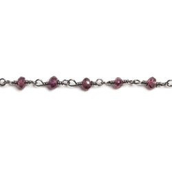 3-3.5mm Garnet faceted rondelle Black Gold Chain by the foot 36 pieces