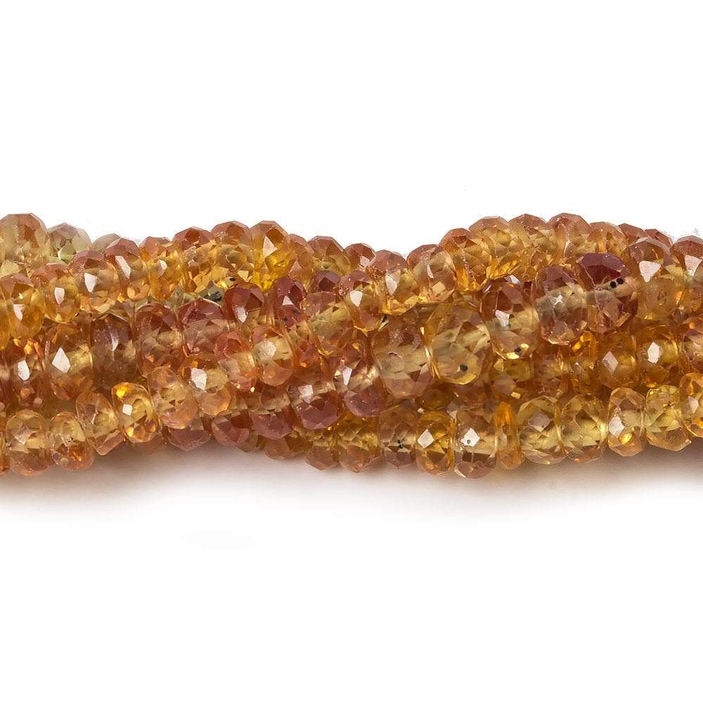 3-3.5mm Mandarin Orange Songea Sapphire Faceted Rondelle 16 inch 222 pcs (ONLINE ORDER ONLY)