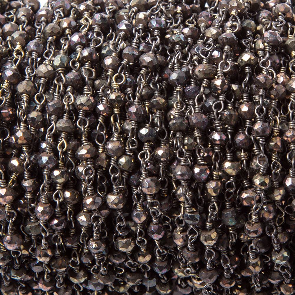 3-3.5mm Metallic Chocolate Spinel rondelle Black Gold Chain by the foot 39 pcs (ONLINE ORDER ONLY)