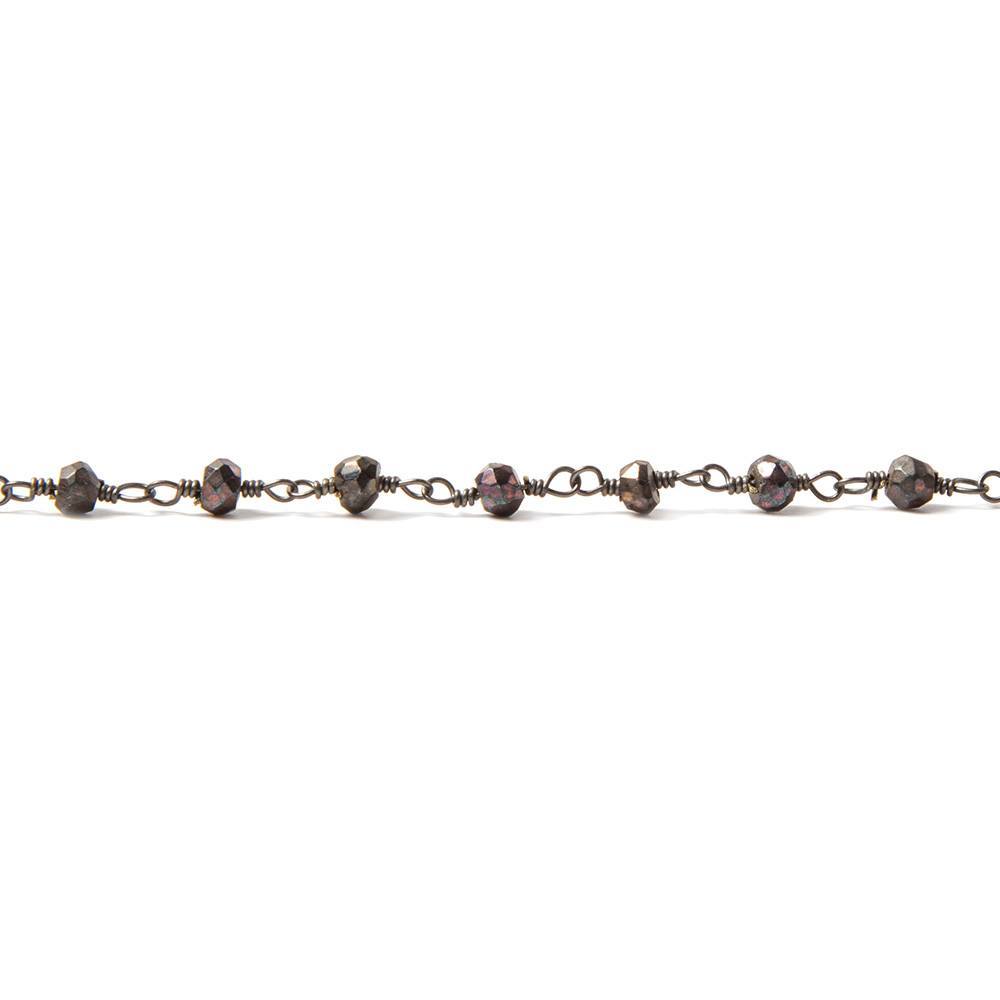 3-3.5mm Metallic Chocolate Spinel rondelle Black Gold Chain by the foot 39 pcs (ONLINE ORDER ONLY)