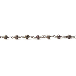3-3.5mm Metallic Chocolate Spinel rondelle Black Gold Chain by the foot 39 pcs (ONLINE ORDER ONLY)