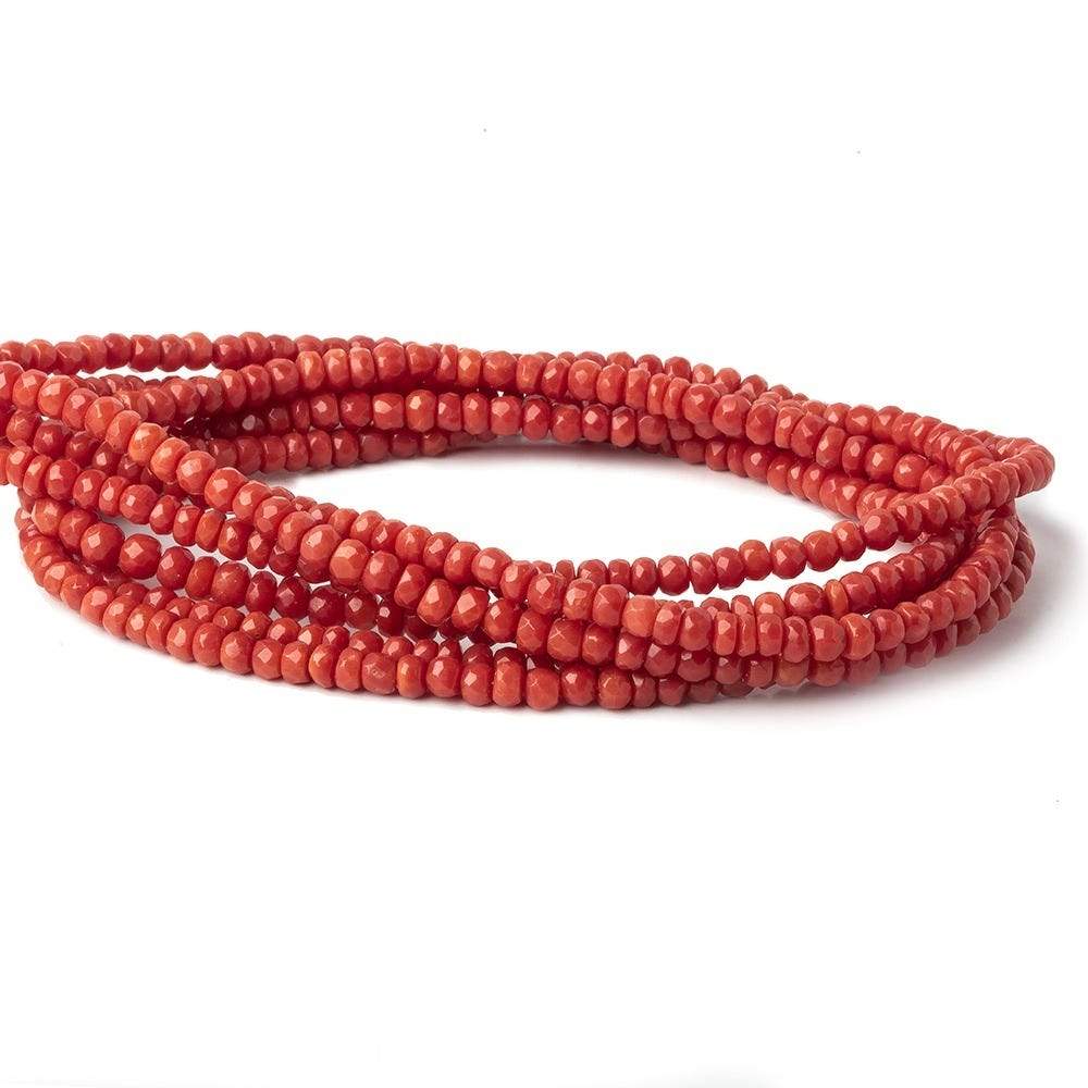 2.5-4.5mm Genuine Mediterranean Red Coral faceted rondelles   A grade (ONLINE ORDER ONLY)