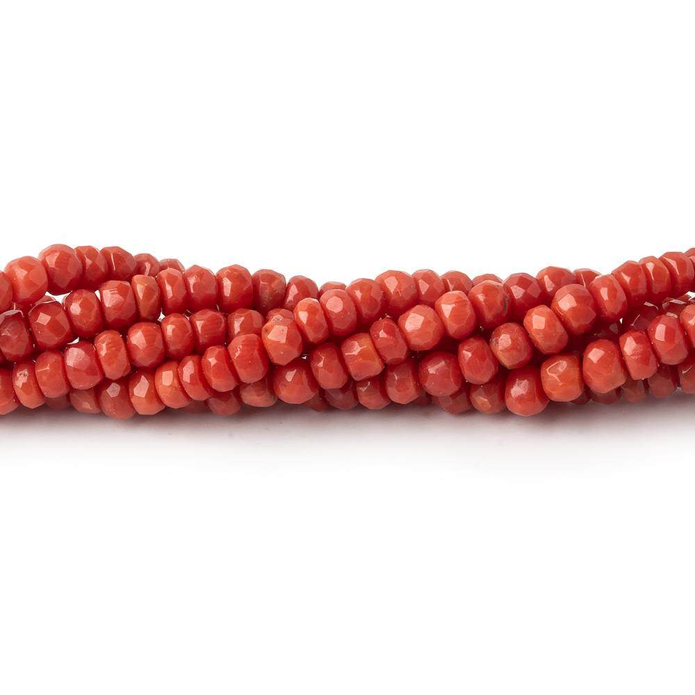 2.5-4.5mm Genuine Mediterranean Red Coral faceted rondelles   A grade (ONLINE ORDER ONLY)