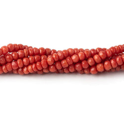 2.5-4.5mm Genuine Mediterranean Red Coral faceted rondelles   A grade (ONLINE ORDER ONLY)