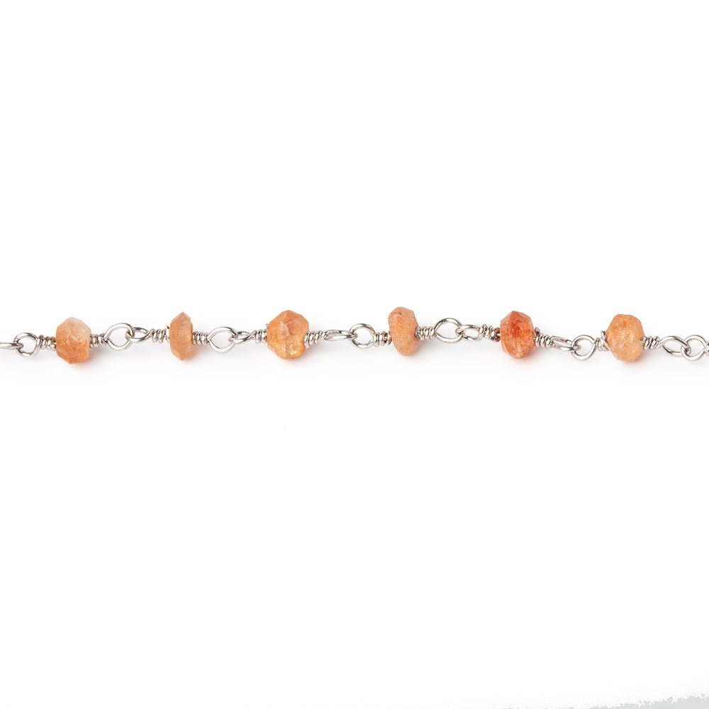 3-3.5mm Sunstone Faceted Rondelles on Silver Plated Chain (ONLINE ORDER ONLY)