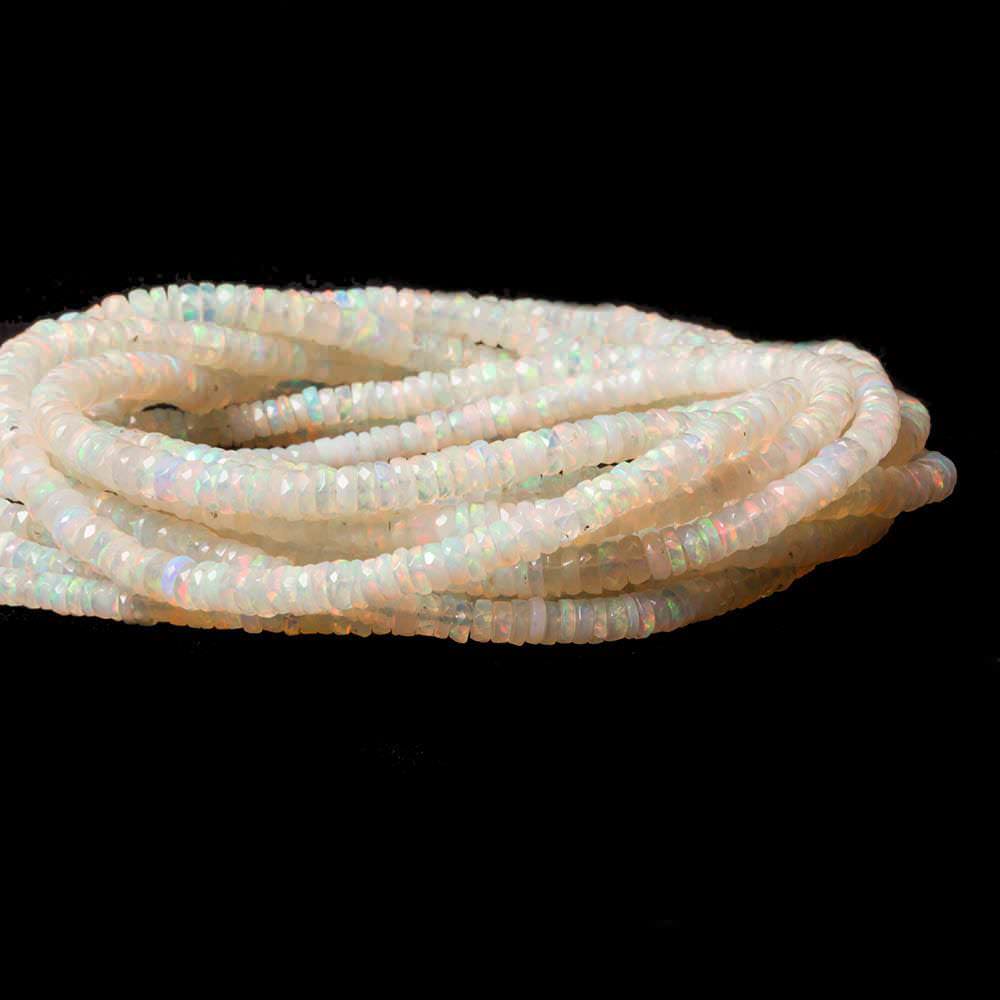 3-4.5mm Ethiopian Cream White Opal faceted heshi beads 16 inch 285 pieces (ONLINE ORDER ONLY)