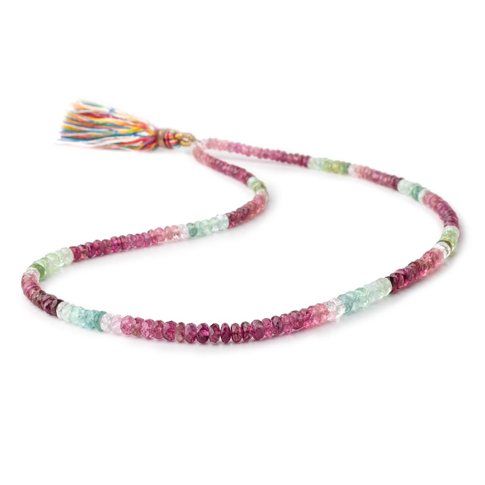 3-4.5mm Multi Color Tourmaline Faceted Rondelle Beads 15 inch 187 pieces AA (ONLINE ORDER ONLY)