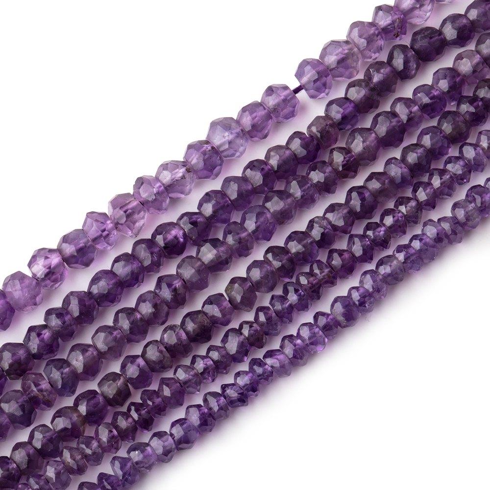 3-4mm Amethyst faceted rondelle Beads LOT OF 6 STRANDS (ONLINE ORDER ONLY)
