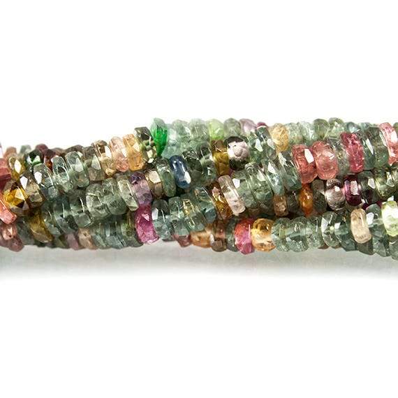 3-4mm Rainbow and Indicolite Tourmaline Faceted Rondelle 16 inch 275 Beads (ONLINE ORDER ONLY)