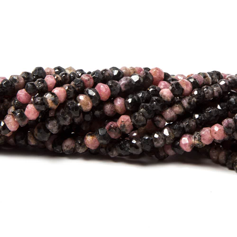 3-4mm Rhodonite Beads Faceted Rondelle 13.5 inch 160 pieces (ONLINE ORDER ONLY)
