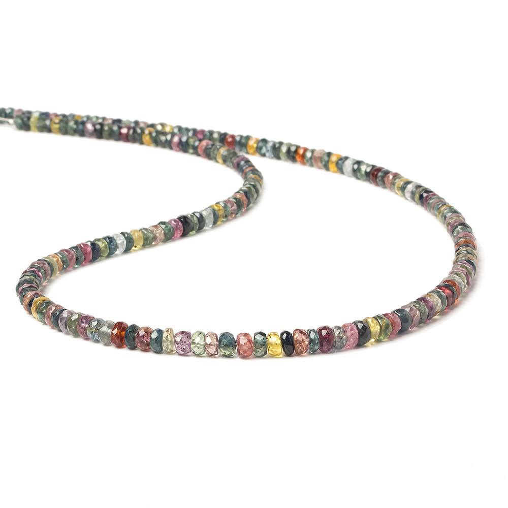 3-4mm Ruby & Fancy Sapphire faceted rondelles 16 inch 170 pieces (ONLINE ORDER ONLY)