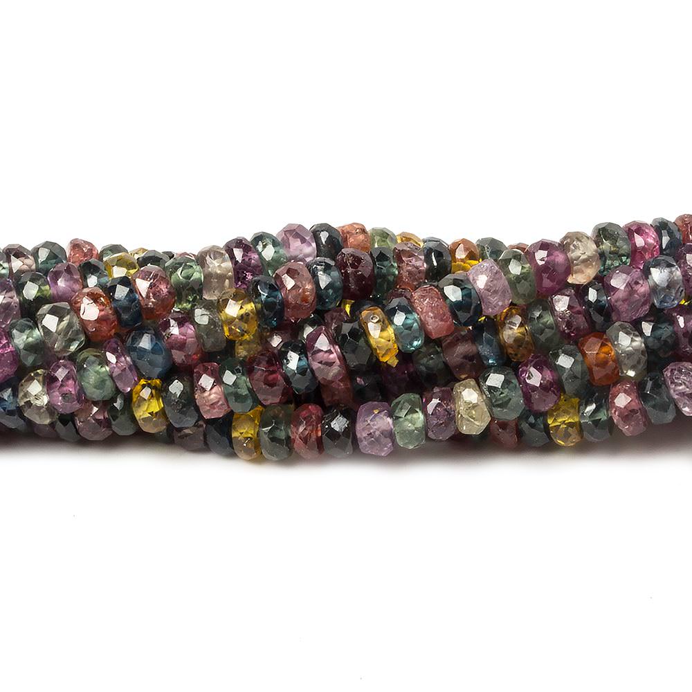 3-4mm Ruby & Fancy Sapphire faceted rondelles 16 inch 170 pieces (ONLINE ORDER ONLY)