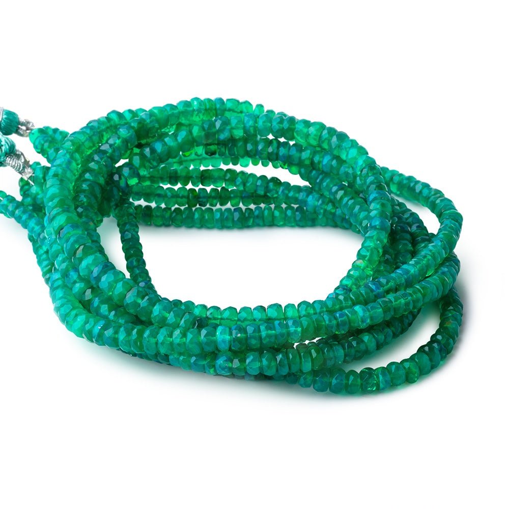 3-5mm Kelly Green Ethiopian Opal Faceted Rondelle Beads 16.5 inch 178 pieces (ONLINE ORDER ONLY)