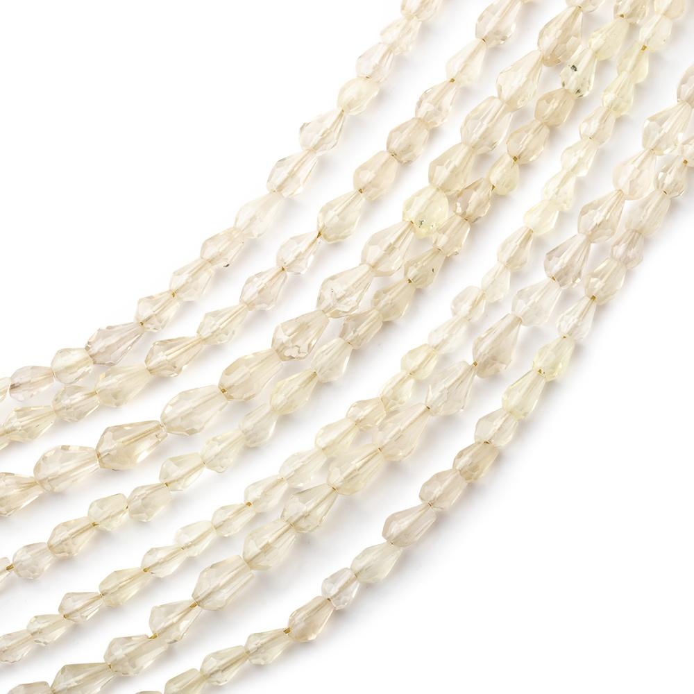 Lot of 7 strands- 3-5mm Lemon Quartz Straight Drilled Faceted Tear Drop Beads (ONLINE ORDER ONLY)