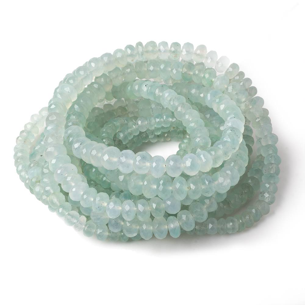 3-7mm Aqua Green Chalcedony faceted rondelles 18 inch 135 beads AA (ONLINE ORDER ONLY)