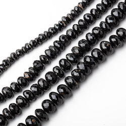 3-8mm Black Spinel Faceted Rondelle Beads - Lot of 4 Strands (ONLINE ORDER ONLY)