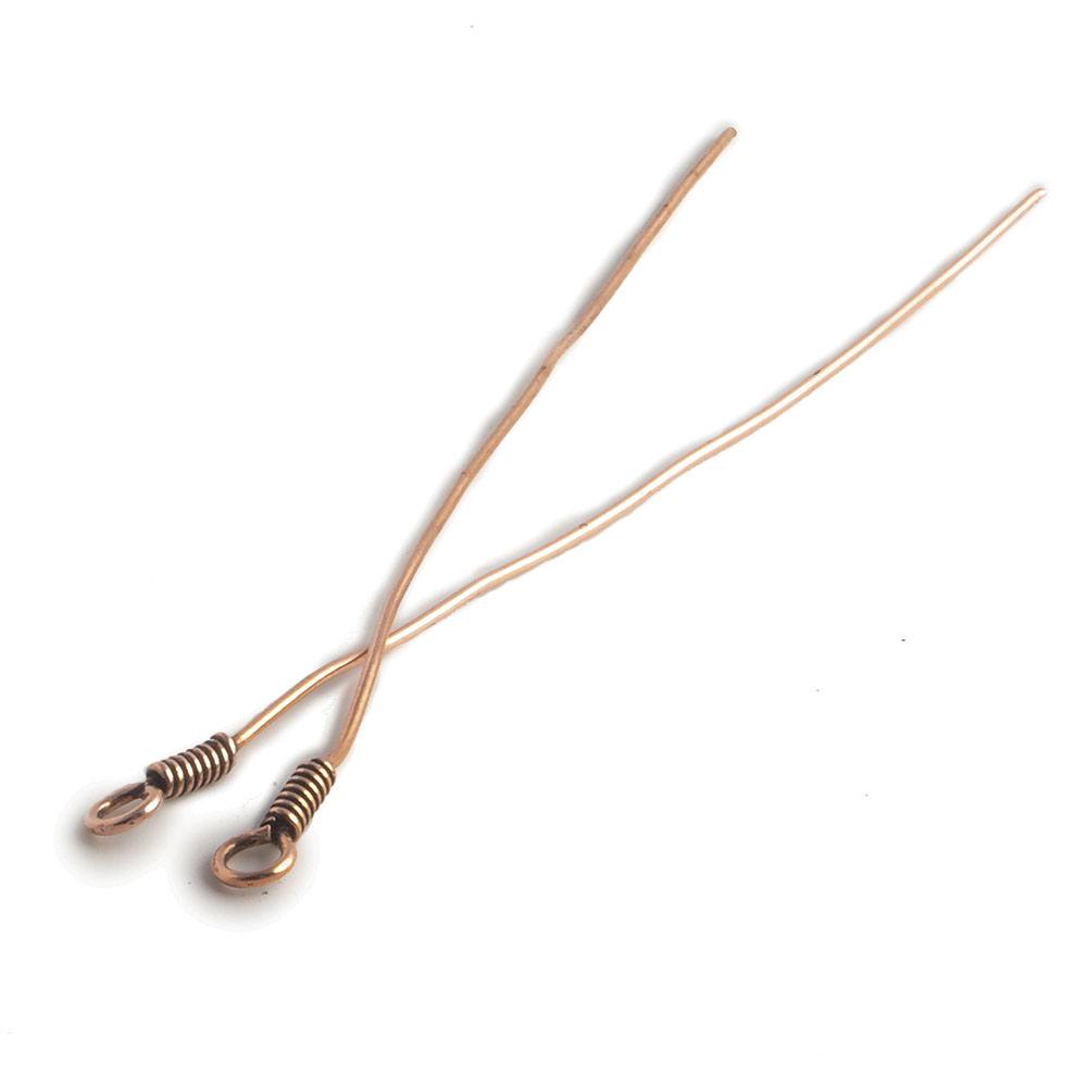 3" length Copper Eyepin Wrapped Wire 22 Guage 22 pcs per bag (ONLINE ORDER ONLY)