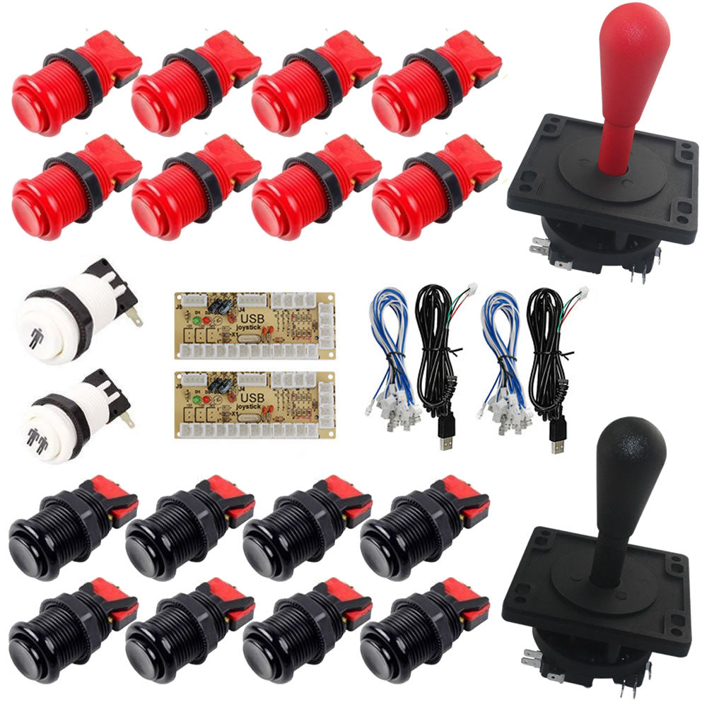 2 Player Arcade DIY Kit - HAPP Style Joystick, Push Buttons, USB Encoder, MAME JAMMA