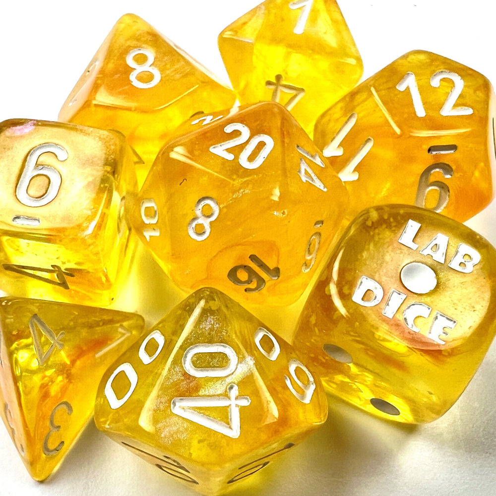Borealis® Polyhedral Canary/white Luminary™ 7-Die Set (with bonus die) (Online Only)