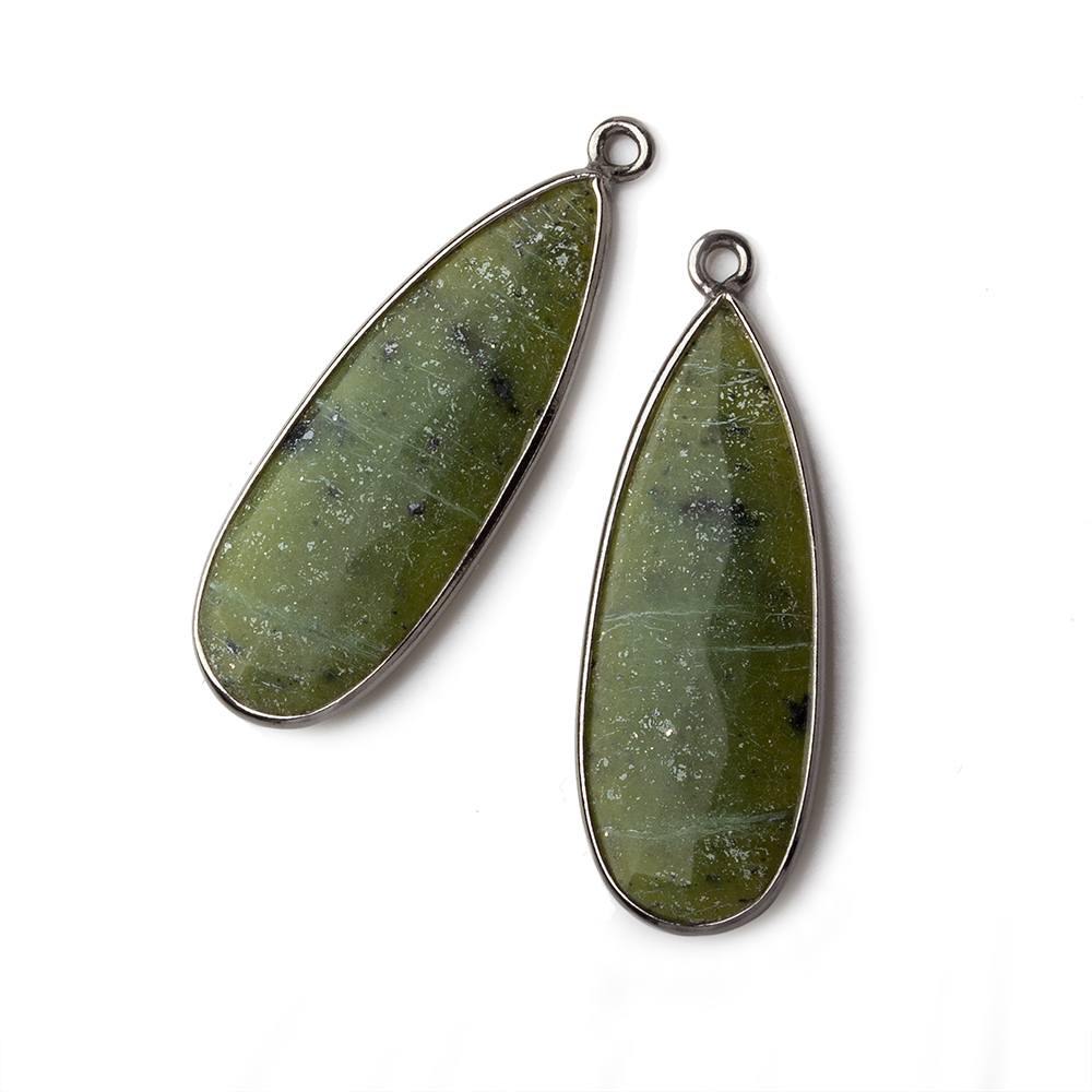30x12mm Oxidized Silver Bezeled Serpentine Pear Pendant Set of 2 (ONLINE ORDER ONLY)
