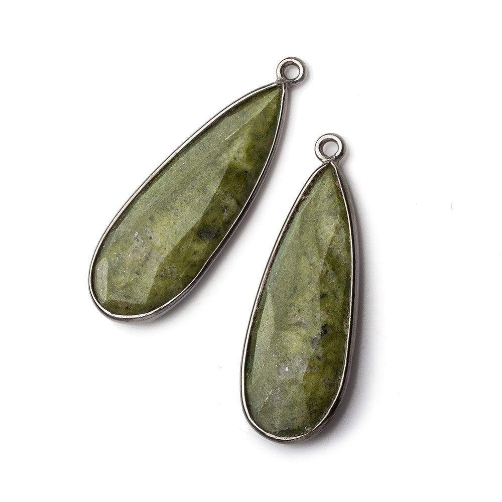 30x12mm Oxidized Silver Bezeled Serpentine Pear Pendant Set of 2 (ONLINE ORDER ONLY)