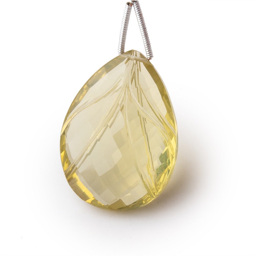 30x22mm Lemon Quartz Hand Carved Pear Focal Bead 1 piece (ONLINE ORDER ONLY)