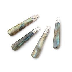 30x7mm Silver Leafed Labradorite Pear Pendant 1 piece (ONLINE ORDER ONLY)