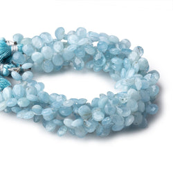 8x6mm Milky Aquamarine faceted pear beads 8 inch 65 pieces AA (ONLINE ORDER ONLY)