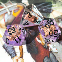 Warlock (Magic Book) Clear Purple Dice w/ Golden Book 7-Dice Set Rpg (Online Only)