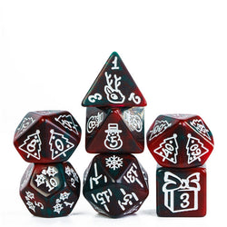 Green/Red Christmas Dice w/White Presents Trees Snowman Holiday Festive (Online Only)