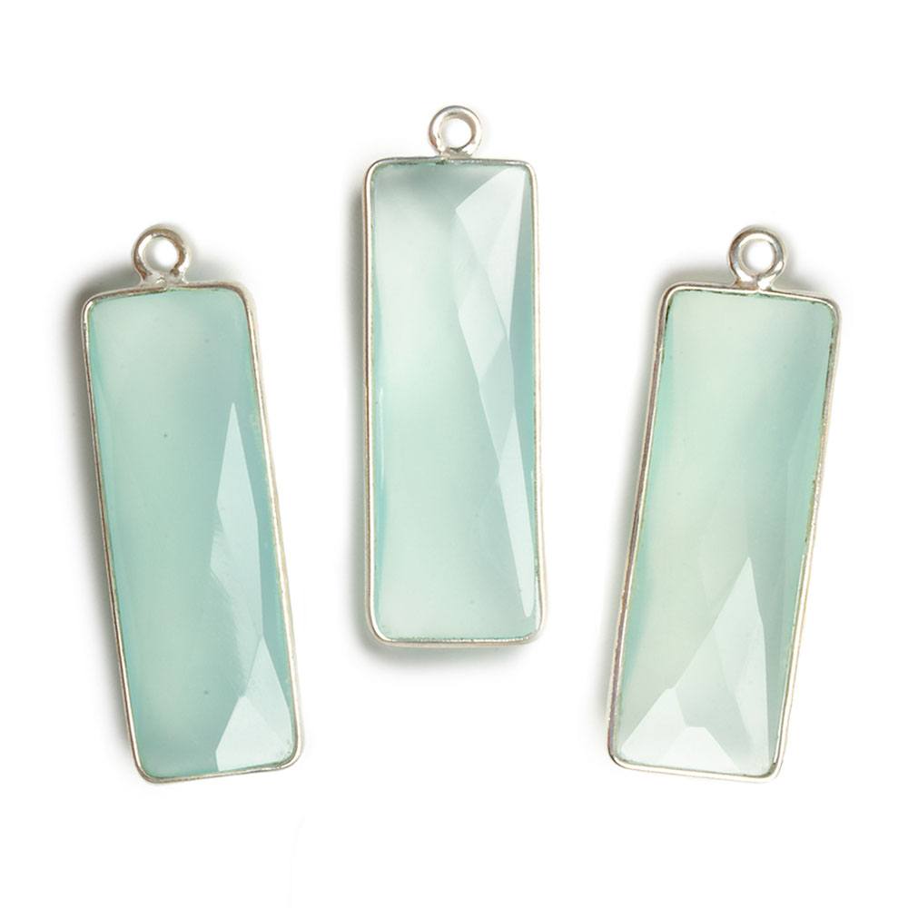 31x11mm Silver Bezel Light Seafoam Chalcedony Bar 1 ring pendant 1 piece (ONLINE ORDER ONLY)