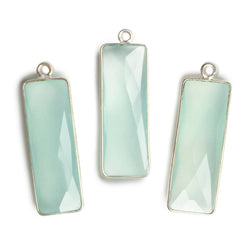 31x11mm Silver Bezel Light Seafoam Chalcedony Bar 1 ring pendant 1 piece (ONLINE ORDER ONLY)