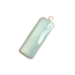 31x11mm Silver Bezel Light Seafoam Chalcedony Bar 1 ring pendant 1 piece (ONLINE ORDER ONLY)