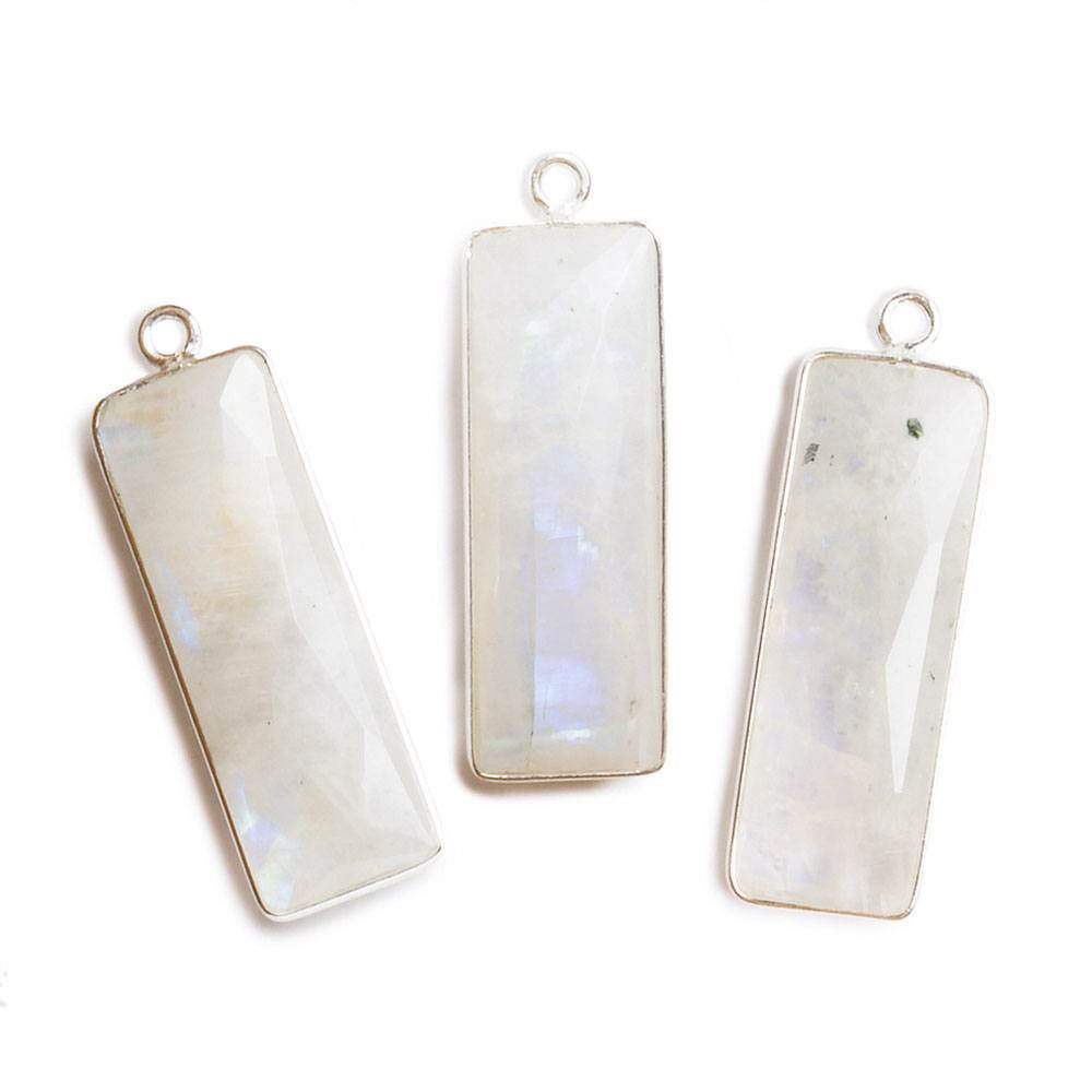 31x11mm Silver Bezel Rainbow Moonstone Bar 1 ring pendant 1 piece (ONLINE ORDER ONLY)