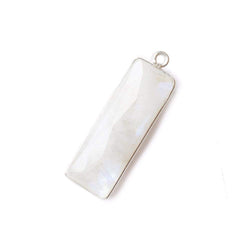 31x11mm Silver Bezel Rainbow Moonstone Bar 1 ring pendant 1 piece (ONLINE ORDER ONLY)