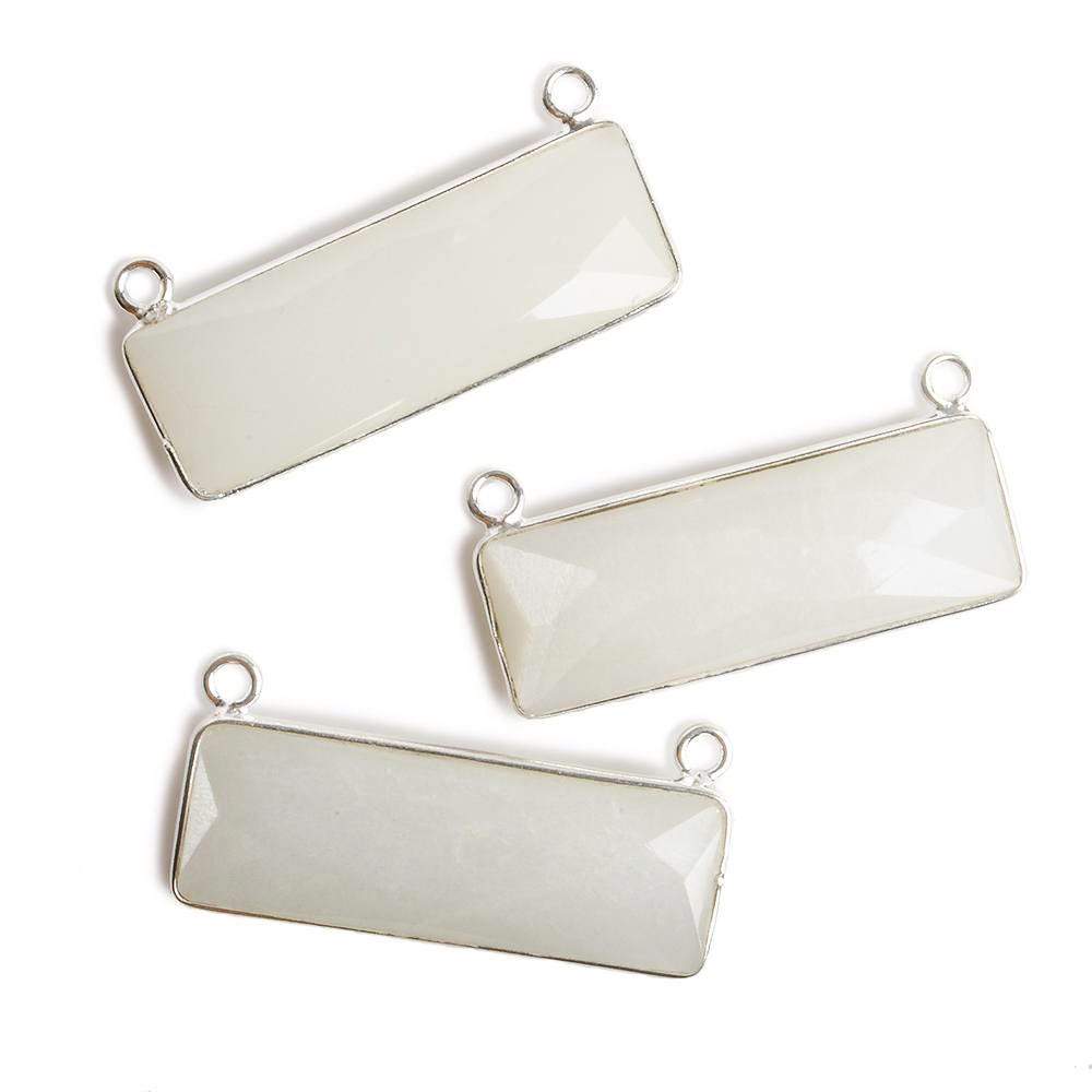 31x11mm Silver Bezel White Moonstone Bar 2 ring Connector East West 1 piece (ONLINE ORDER ONLY)