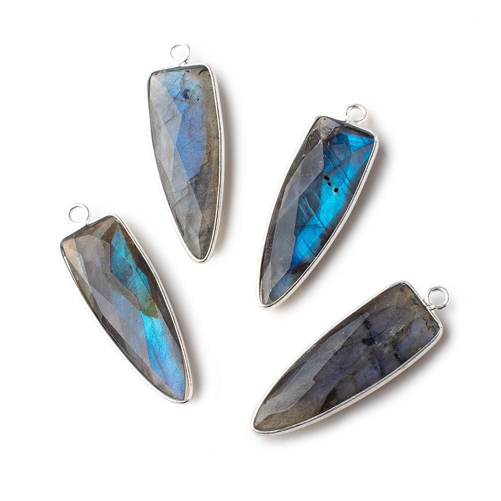 31x11mm Silver Bezeled Labradorite Faceted Point Pendant 1 piece (ONLINE ORDER ONLY)