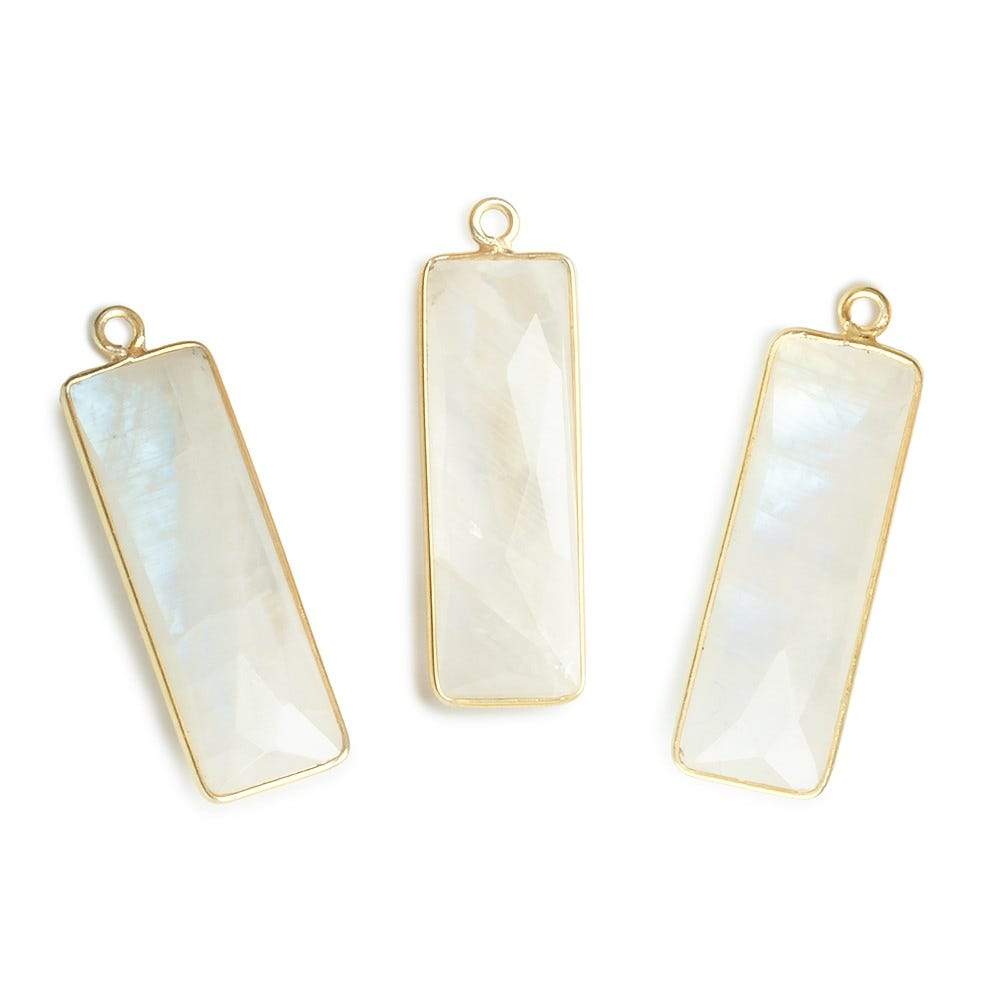 31x11mm Vermeil Bezel Rainbow Moonstone Bar 1 ring pendant 1 piece (ONLINE ORDER ONLY)