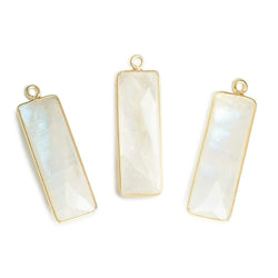 31x11mm Vermeil Bezel Rainbow Moonstone Bar 1 ring pendant 1 piece (ONLINE ORDER ONLY)