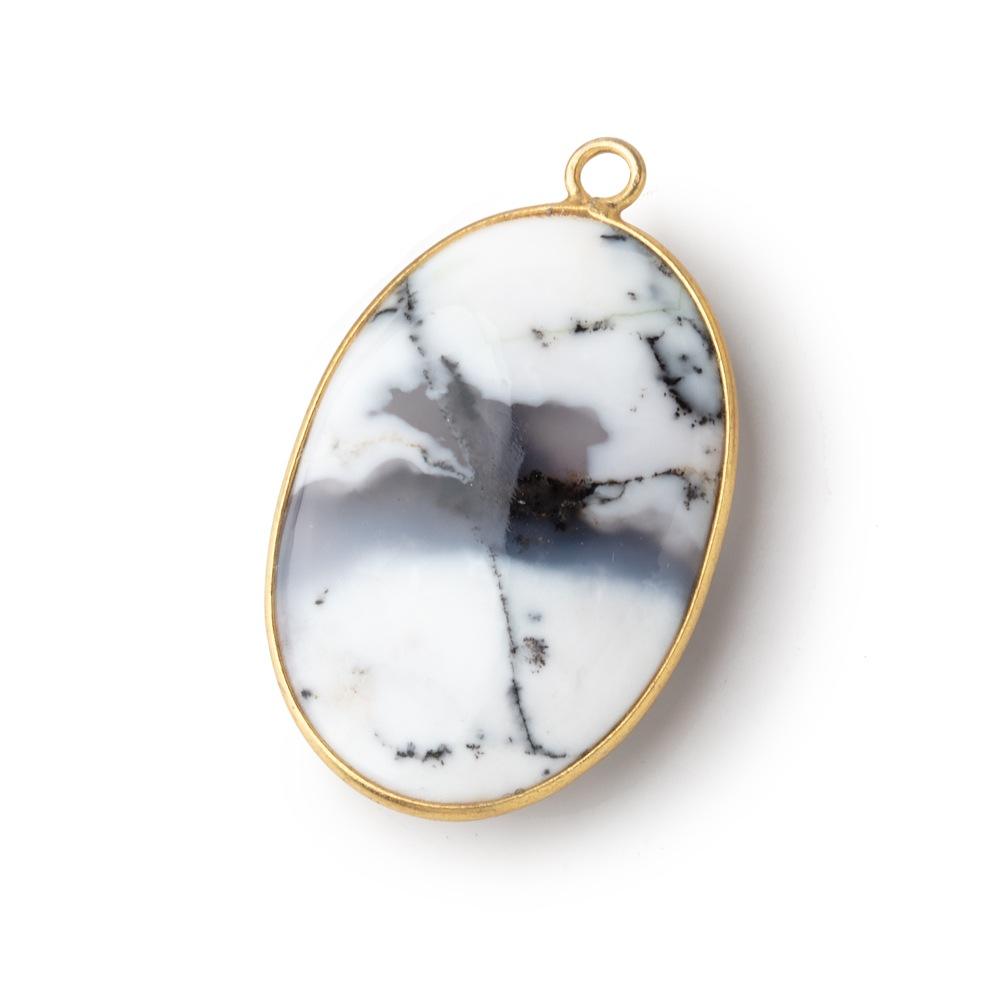 31x21mm Vermeil Bezel Dendritic Opal Plain Oval Pendant 1 piece (ONLINE ORDER ONLY)