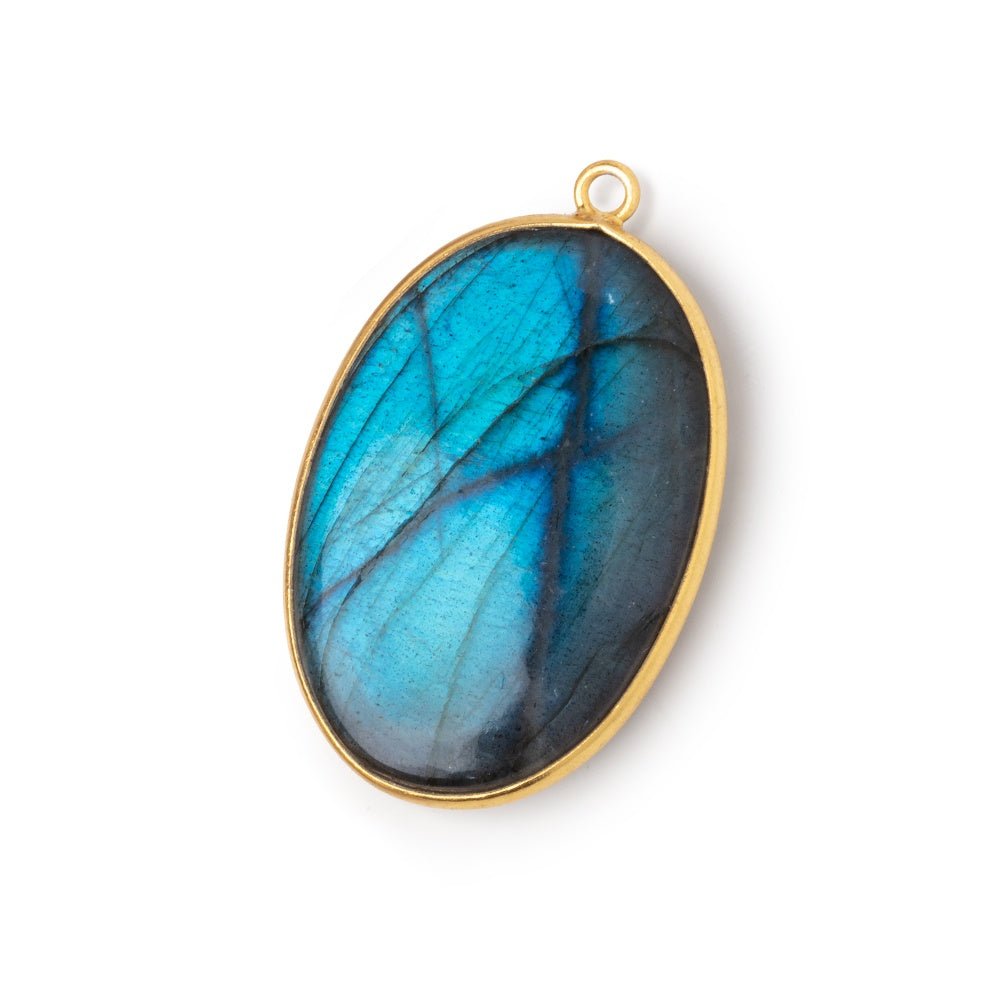31x22mm Vermeil Bezel Labradorite Plain Oval Pendant 1 Focal (ONLINE ORDER ONLY)